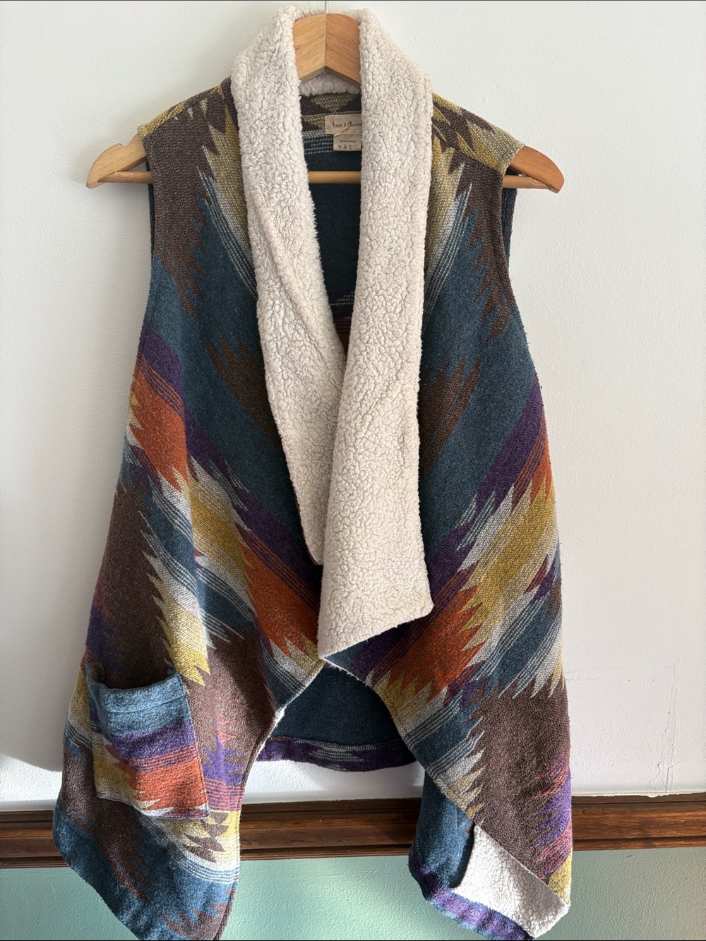 Hem & Thread Southwestern Aztec Sherpa-Lined Vest